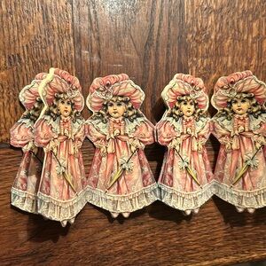 1983 Vintage Victorian Girl Die Cut Accordion Folded Paper Garland